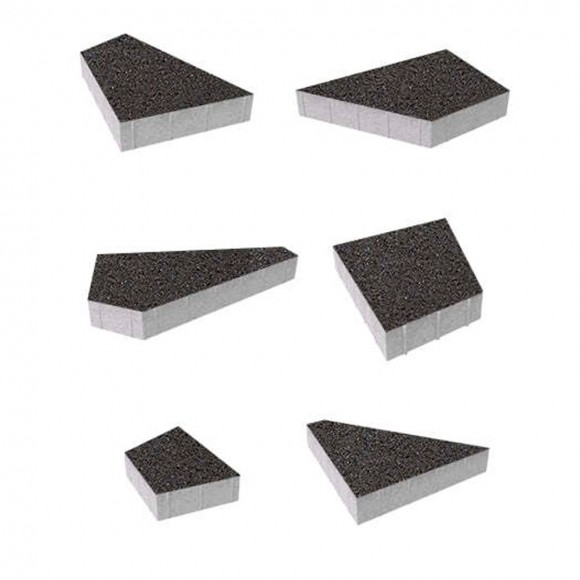 Тротуарная плитка ОРИГАМИ - Стоунмикс Черный, комплект из 6 видов плит