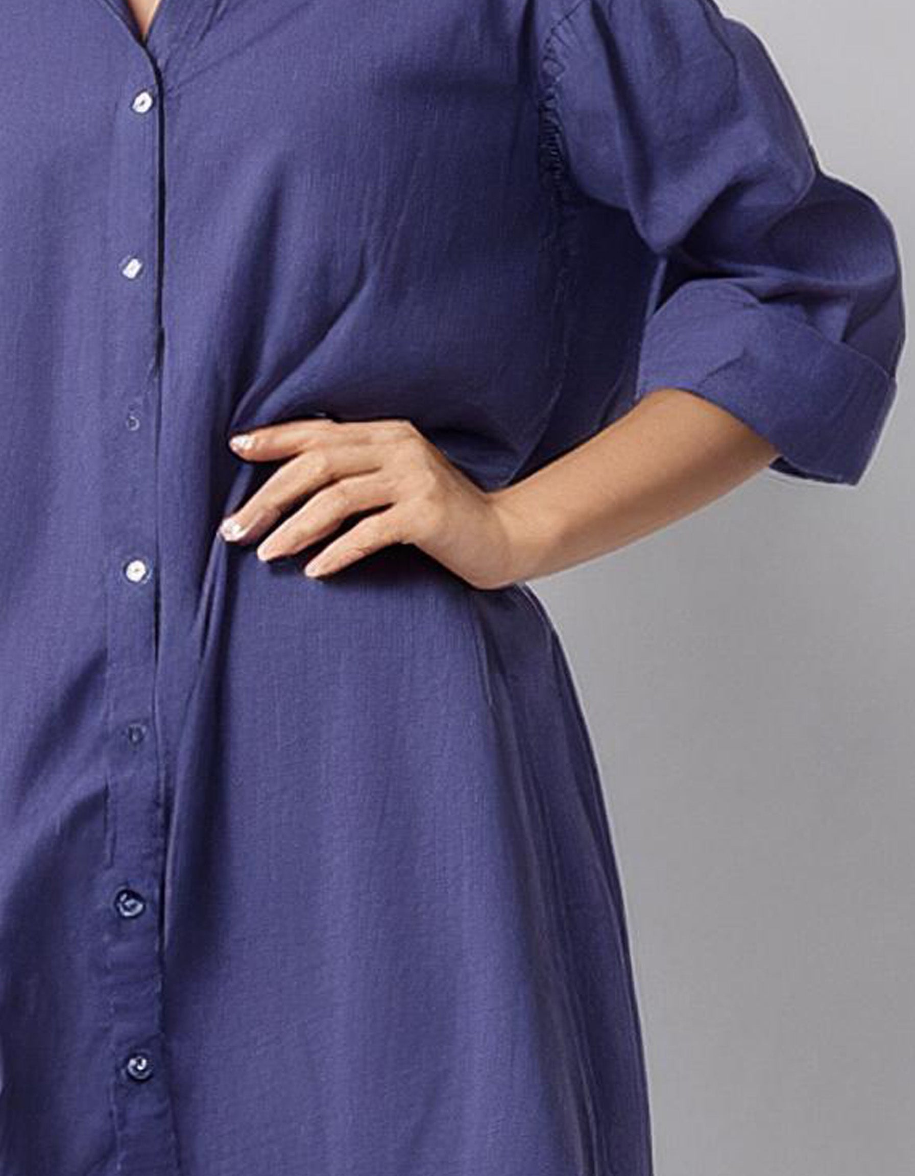 Royal Blue Belted Shirt Dress 3