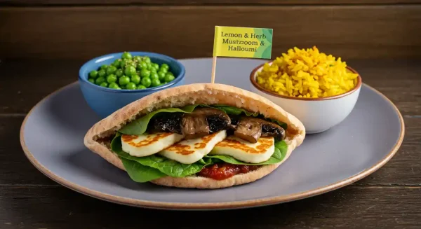 Mushroom & Halloumi Pitta