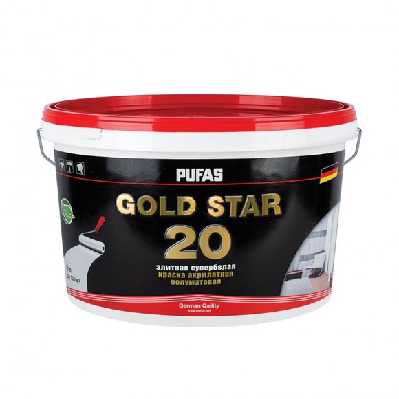 Краска акрилатная Pufas Gold Star 20 основа D п/мат. мороз. (9 л)